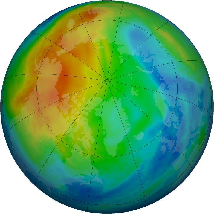 Arctic ozone map for 05 December 1993